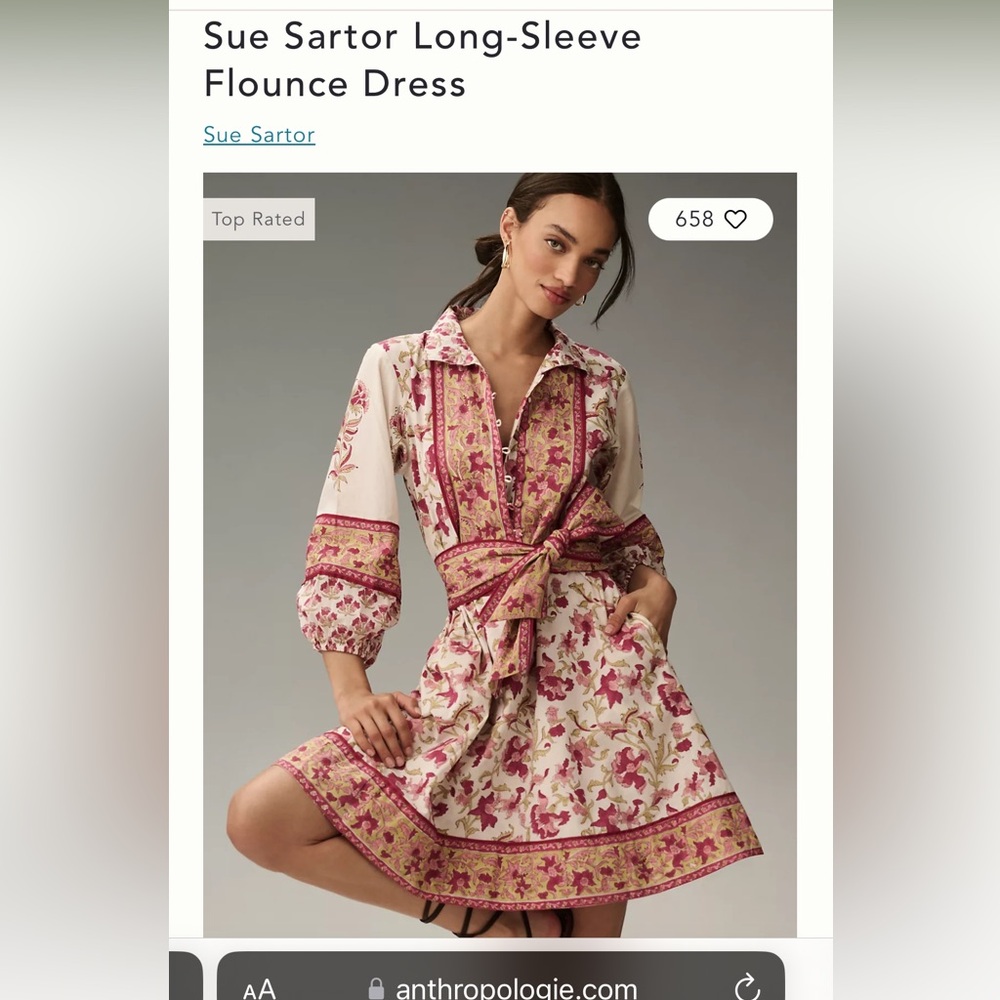 Sue Sartor Long-Sleeve Flounce Dress— Anthropologie
